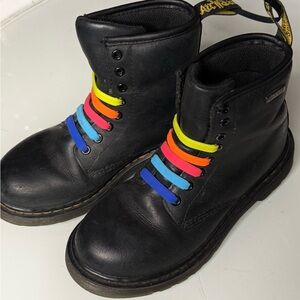 Dr. Martens Kids Black Boots with Colorful Laces